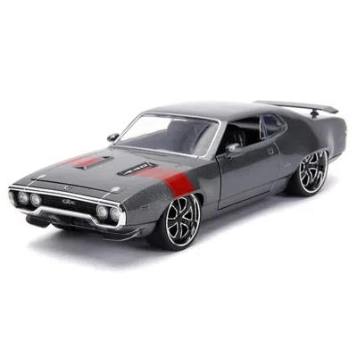B2b Replicas Jada Toys 1972 Plymouth Gtx Diecast Model Car Grey & Red Stripe