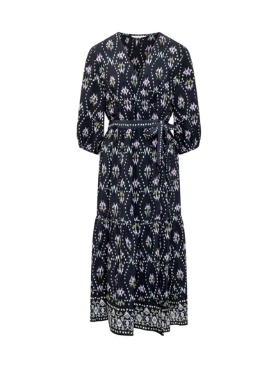 Ba&amp;sh Dress With Scarf Style Print In Bleunuit