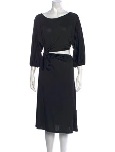 Pre-owned Ba&sh Acetate Midi Length Dress In Black