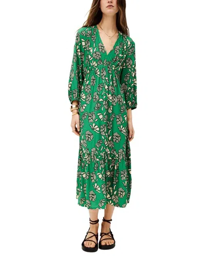 Ba&sh Aferae Floral-print Tiered Dress In Green