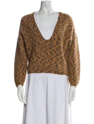 Pre-owned Ba&sh Alpaca Animal Print Sweater In Brown