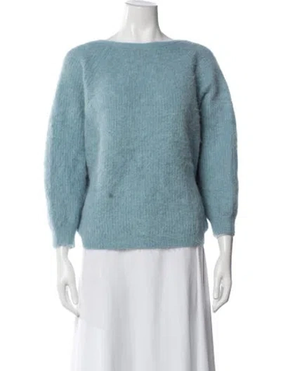 Pre-owned Ba&sh Alpaca Bateau Neckline Sweater In Blue