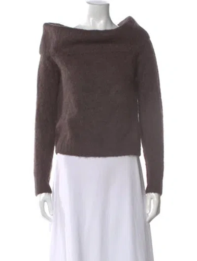 Pre-owned Ba&sh Alpaca Bateau Neckline Sweater In Brown