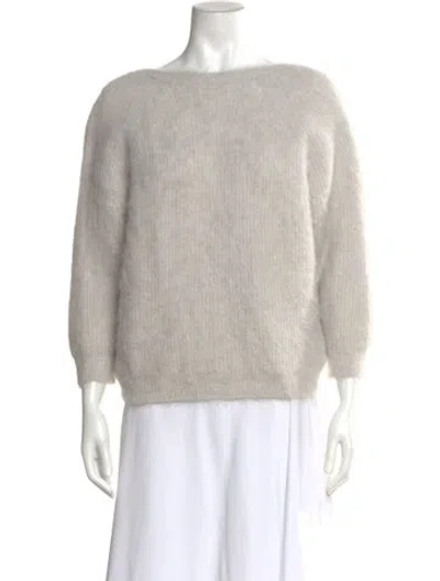 Pre-owned Ba&sh Alpaca Bateau Neckline Sweater In Gray