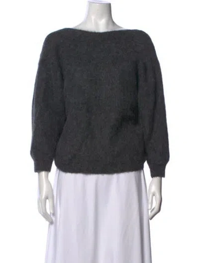 Pre-owned Ba&sh Alpaca Bateau Neckline Sweater In Grey