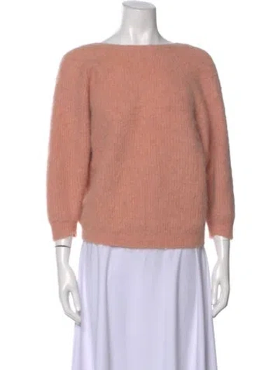 Pre-owned Ba&sh Alpaca Bateau Neckline Sweater In Pink