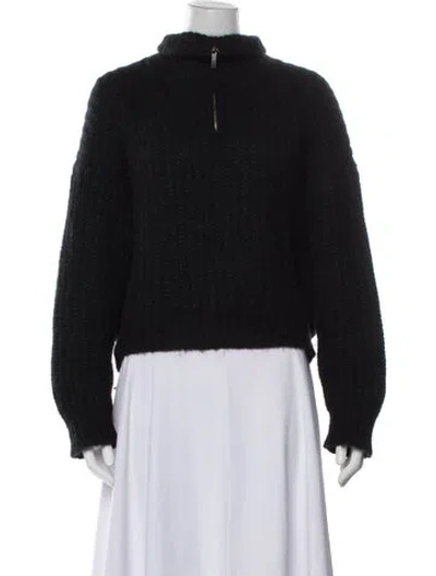 Pre-owned Ba&sh Alpaca Mock Neck Sweater In Black