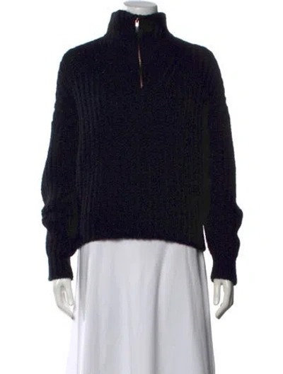 Pre-owned Ba&sh Alpaca Mock Neck Sweater In Black