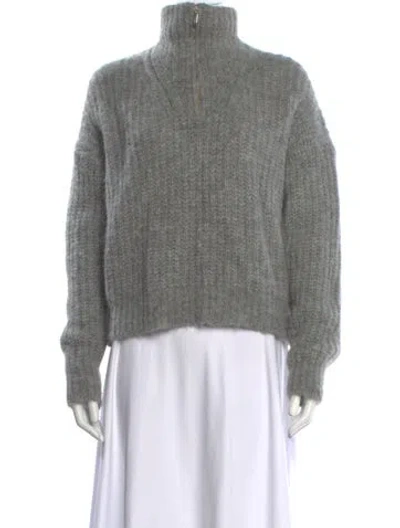 Pre-owned Ba&sh Alpaca Mock Neck Sweater In Grey