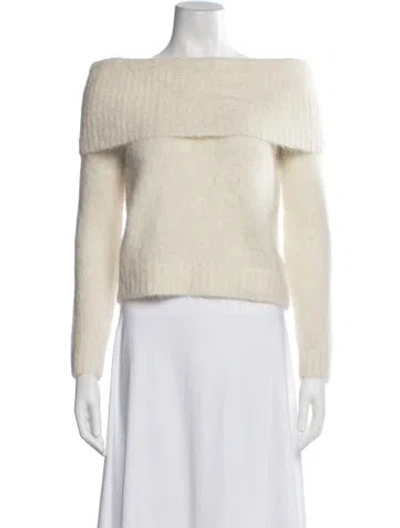 Pre-owned Ba&sh Alpaca Off-the-shoulder Sweater In White