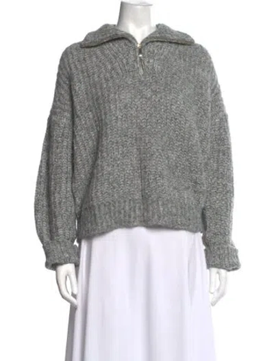 Pre-owned Ba&sh Alpaca Open Front Sweater In Grey