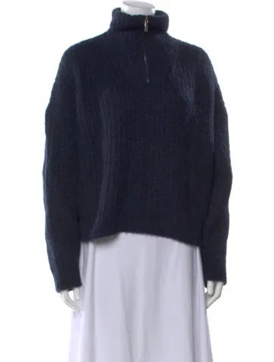 Pre-owned Ba&sh Alpaca Turtleneck Sweater In Blue