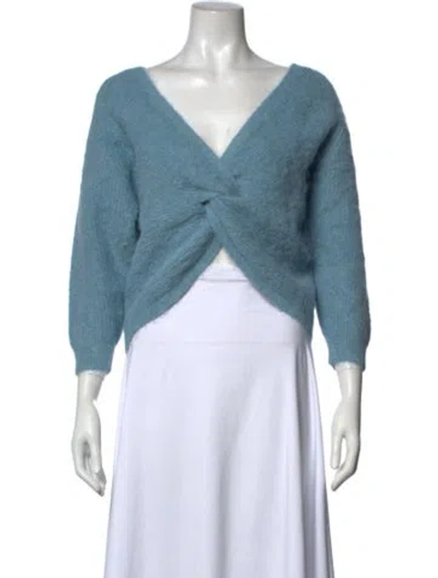 Pre-owned Ba&sh Alpaca V-neck Sweater In Blue