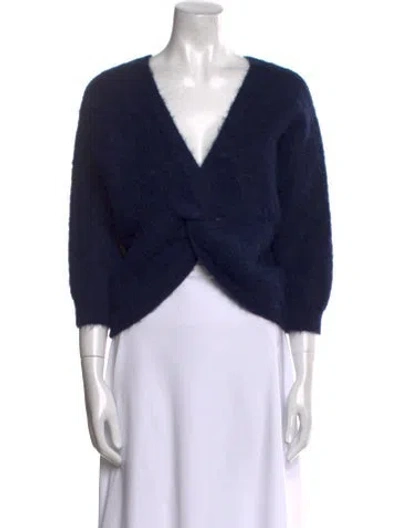 Pre-owned Ba&sh Alpaca V-neck Sweater In Blue
