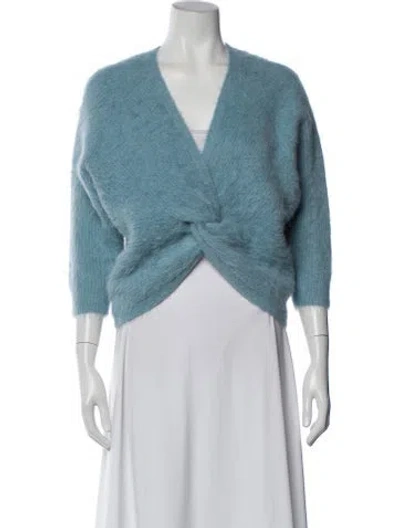 Pre-owned Ba&sh Alpaca V-neck Sweater In Blue