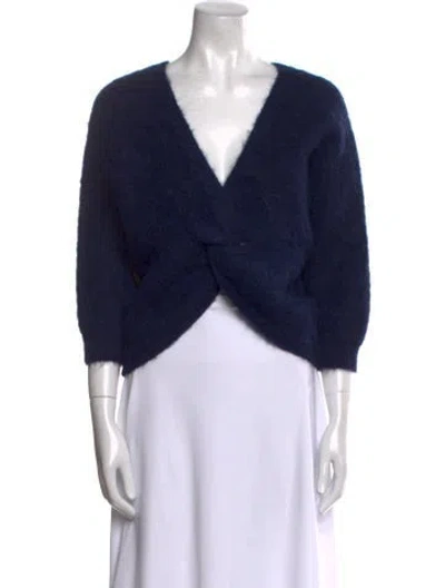 Pre-owned Ba&sh Alpaca V-neck Sweater In Blue