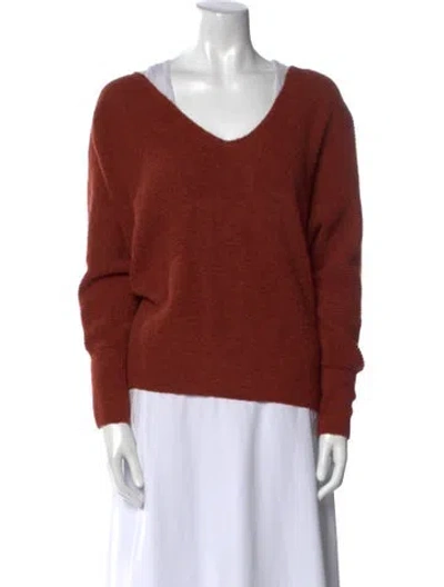 Pre-owned Ba&sh Alpaca V-neck Sweater In Brown