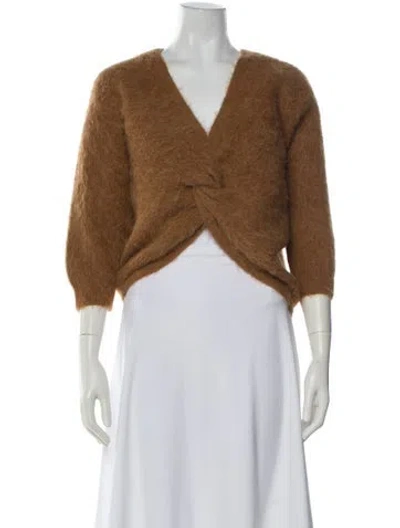 Pre-owned Ba&sh Alpaca V-neck Sweater In Brown