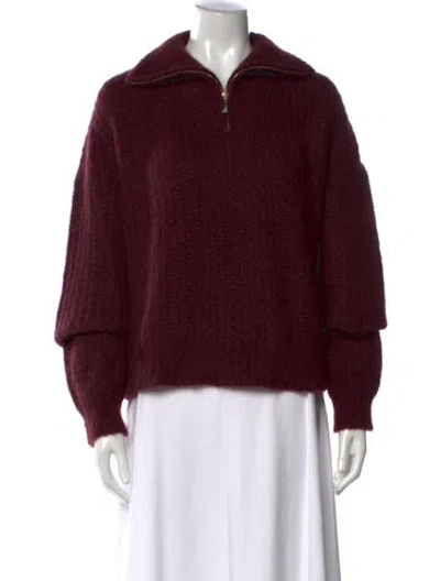 Pre-owned Ba&sh Alpaca V-neck Sweater In Burgundy