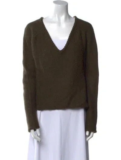 Pre-owned Ba&sh Alpaca V-neck Sweater In Green