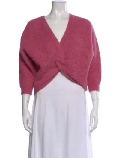 Pre-owned Ba&sh Alpaca V-neck Sweater In Pink