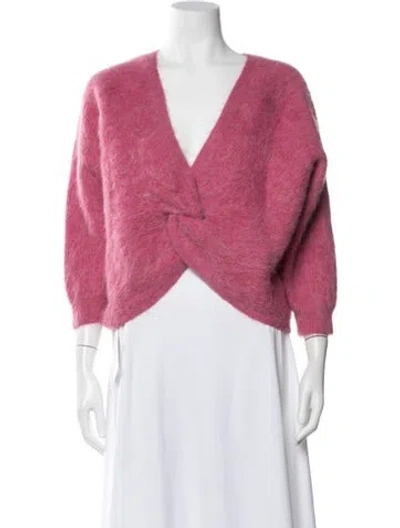 Pre-owned Ba&sh Alpaca V-neck Sweater In Pink