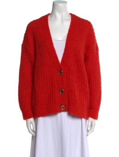 Pre-owned Ba&sh Alpaca V-neck Sweater In Red