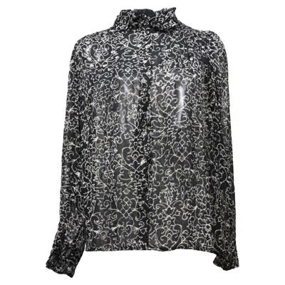 Ba&sh Ba & Sh Amelia Printed Long Sleeve Shirt In Black Viscose In Gray