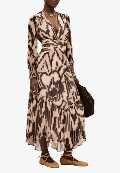 Ba&sh Amor Animal Print Midi Dress In Multi