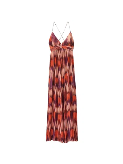 Ba&sh Anaelle Pleated Ikat-print Maxi Dress In Multi