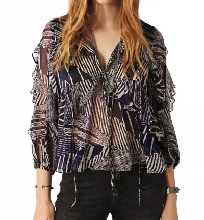 Ba&sh Angela 3/4 Sleeves Blouse In Blue