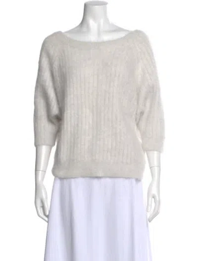 Pre-owned Ba&sh Angora Bateau Neckline Sweater In Gray