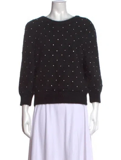 Pre-owned Ba&sh Angora Patterned Sweater In Black