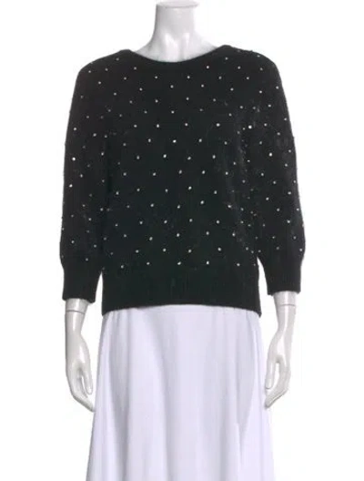 Pre-owned Ba&sh Angora Polka Dot Print Sweater In Black
