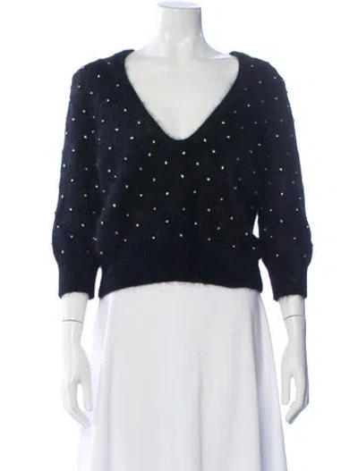 Pre-owned Ba&sh Angora Polka Dot Print Sweater In Blue
