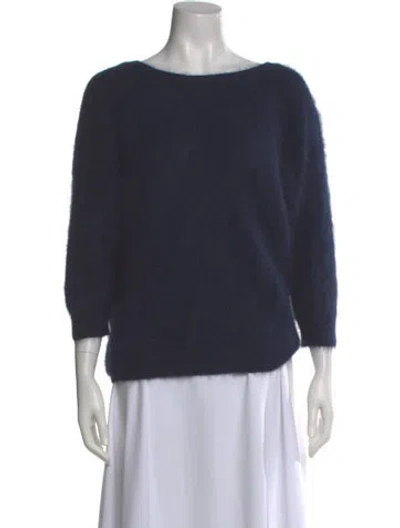 Pre-owned Ba&sh Angora Scoop Neck Sweater In Gray