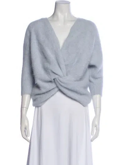 Pre-owned Ba&sh Angora V-neck Sweater In Blue