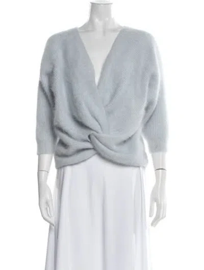 Pre-owned Ba&sh Angora V-neck Sweater In Blue