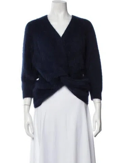 Pre-owned Ba&sh Angora V-neck Sweater In Blue