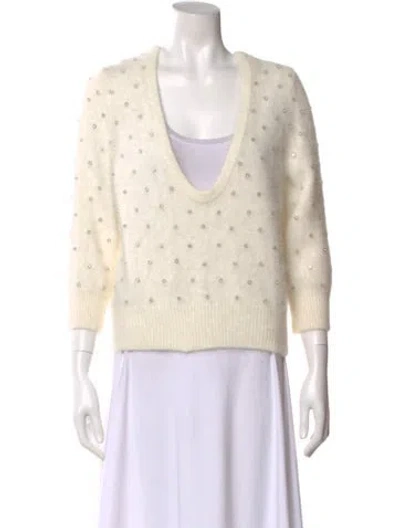 Pre-owned Ba&sh Angora V-neck Sweater In Neutral