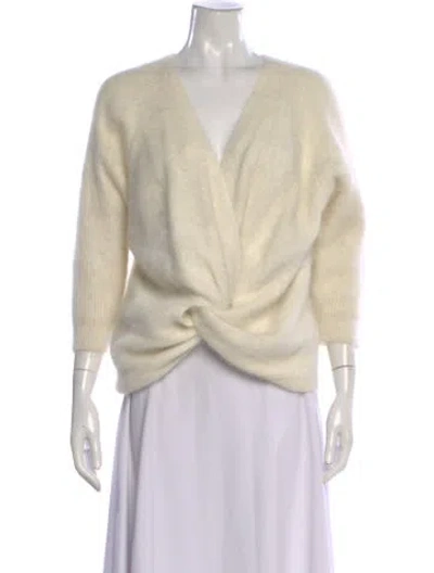 Pre-owned Ba&sh Angora V-neck Sweater In Neutral