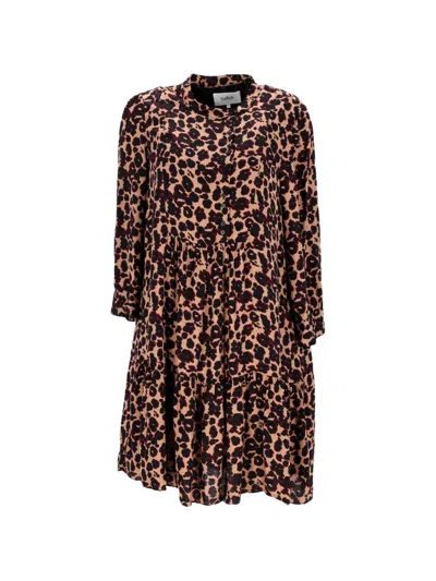 Pre-owned Ba&sh Animal-print Button-fastening Mini Dress In Neutral