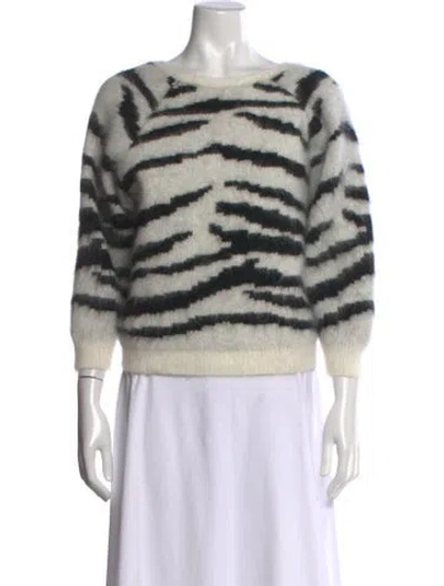Pre-owned Ba&sh Animal Print Crew Neck Sweater In Black/white