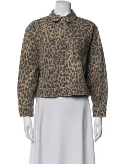 Pre-owned Ba&sh Animal Print Denim Jacket In Multicolor