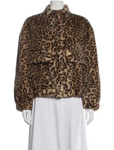Pre-owned Ba&sh Animal Print Faux Fur Jacket In Neutrals
