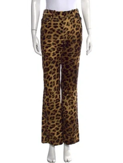 Pre-owned Ba&sh Animal Print Flared Pants W/ Tags In Brown