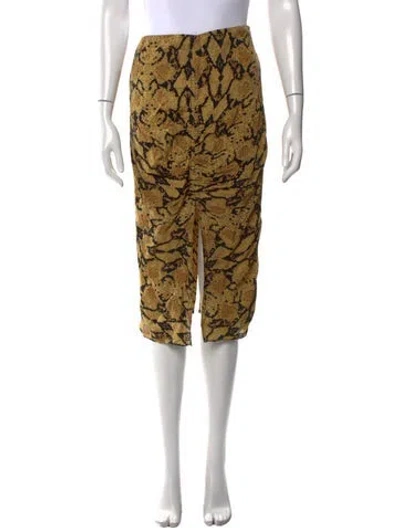 Pre-owned Ba&sh Animal Print Knee-length Skirt In Yellow