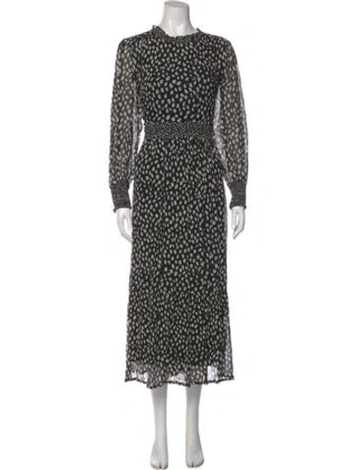 Pre-owned Ba&sh Animal Print Long Dress In Black