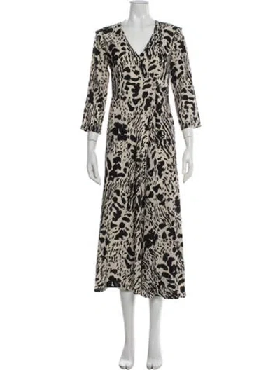 Pre-owned Ba&sh Animal Print Long Dress In Black