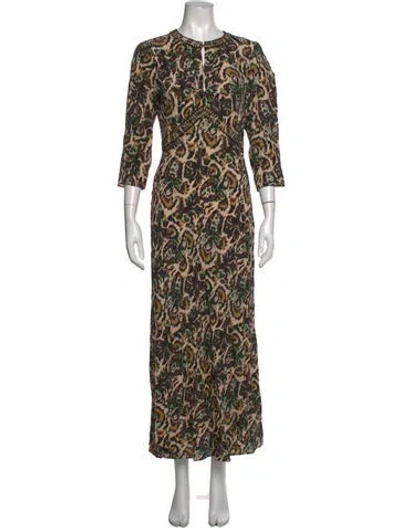Pre-owned Ba&sh Animal Print Long Dress In Blue